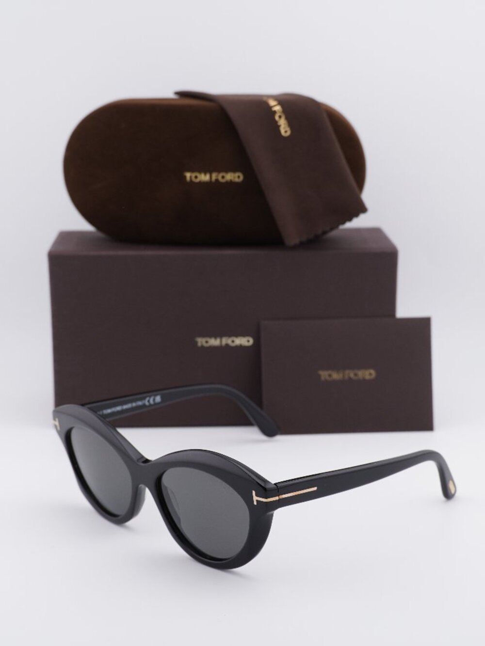 Tom Ford Toni FT1111 01D Cat Eye Sunglasses - Shiny Black/Smoke Polarized